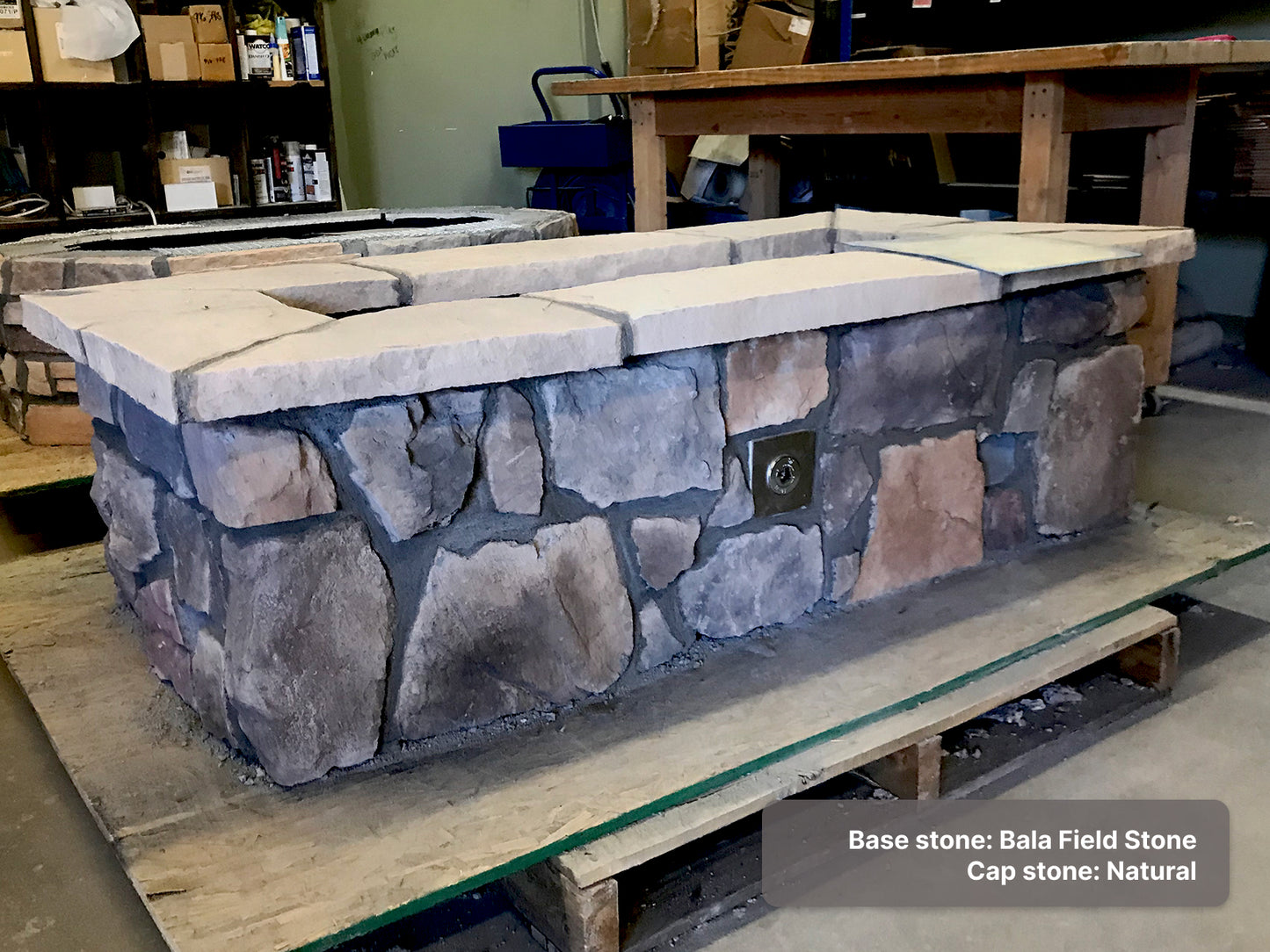 61″ x 31″ Rectangle Custom Stone Gas Fire Pit