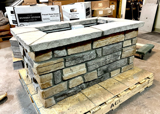 "Ready To Ship″ 48" x 30″ x  21" H Rectangle Custom Stone Gas Fire Pit