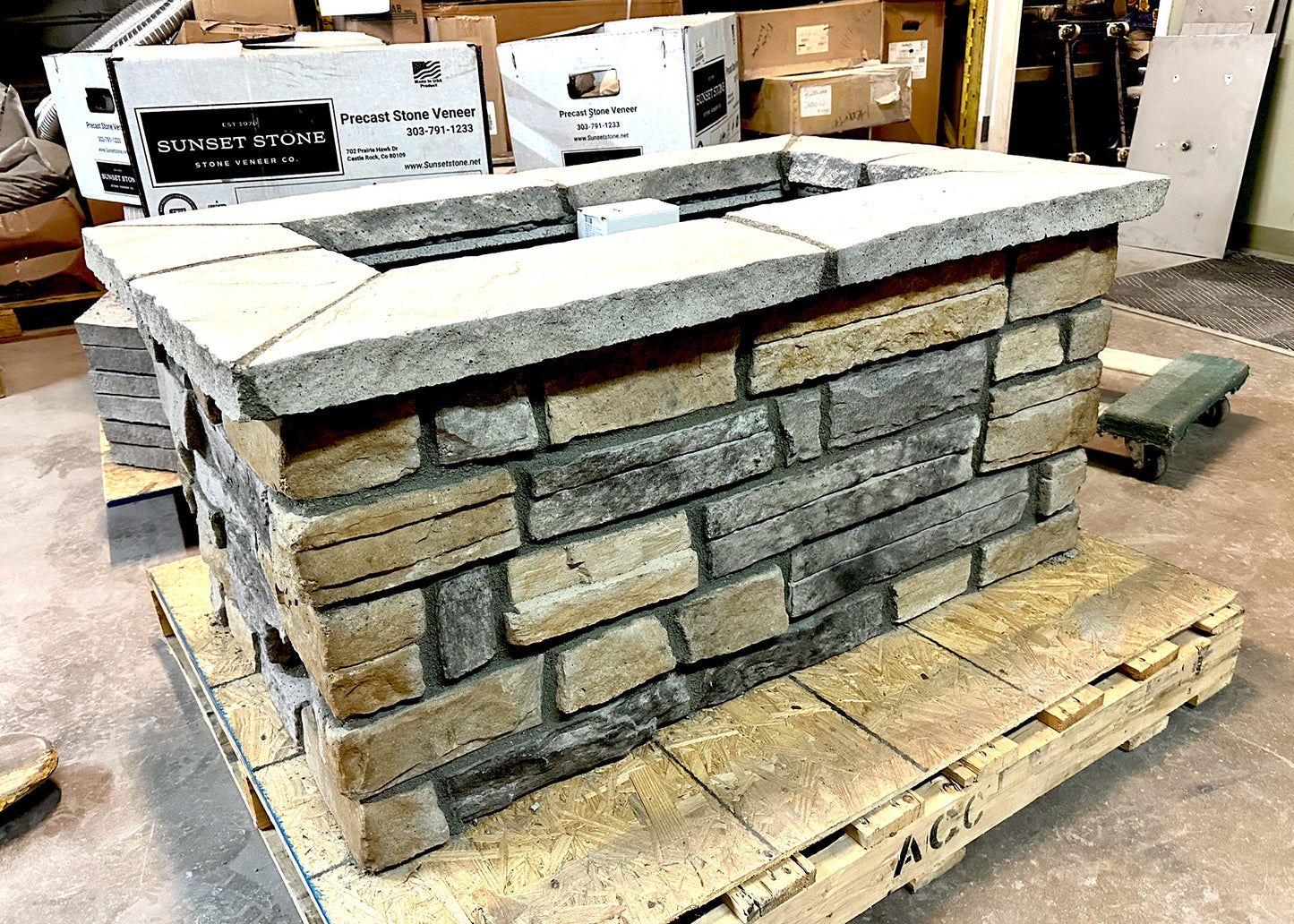 "Ready To Ship″ 48" x 30″ x  21" H Rectangle Custom Stone Gas Fire Pit