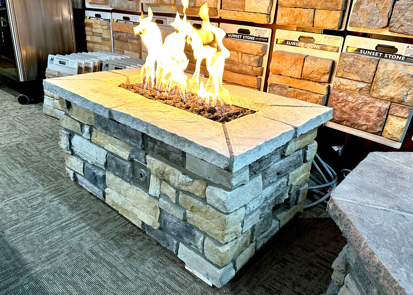 61″ x 31″ Rectangle Custom Stone Gas Fire Pit