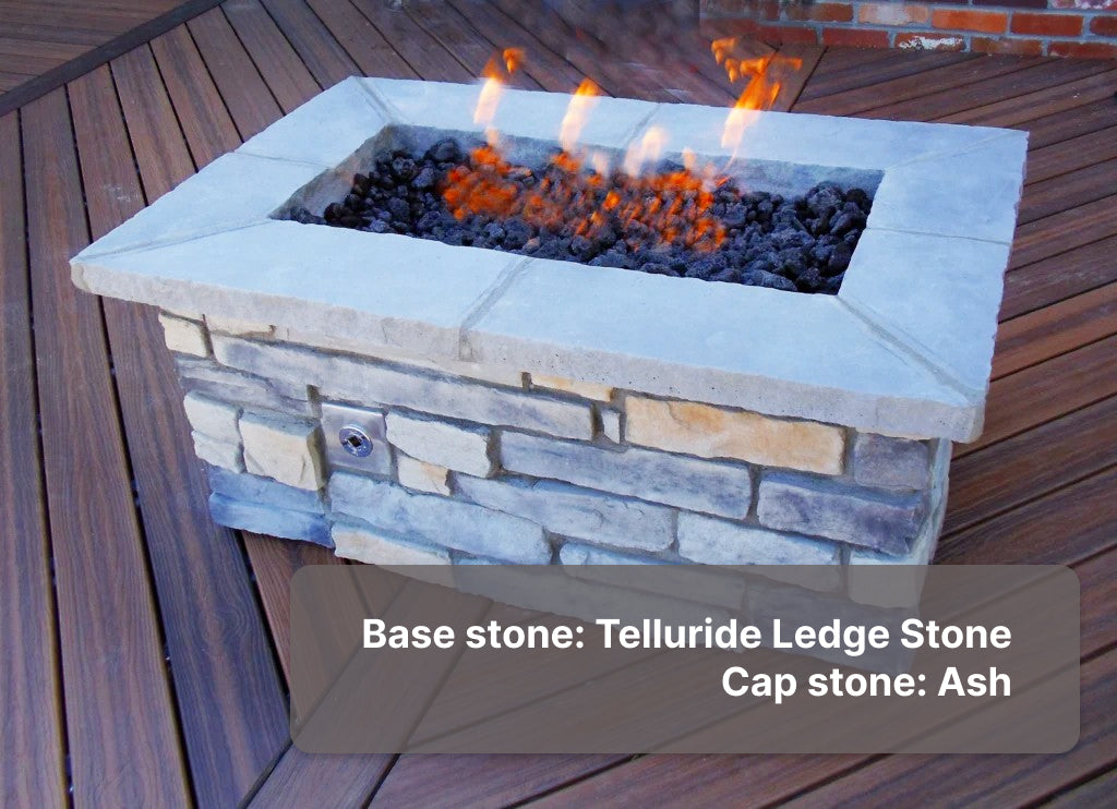 48″ x 30″ Rectangle Custom Stone Gas Fire Pit