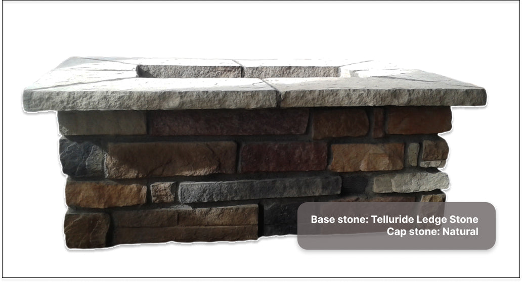 48″ x 30″ Rectangle Custom Stone Gas Fire Pit