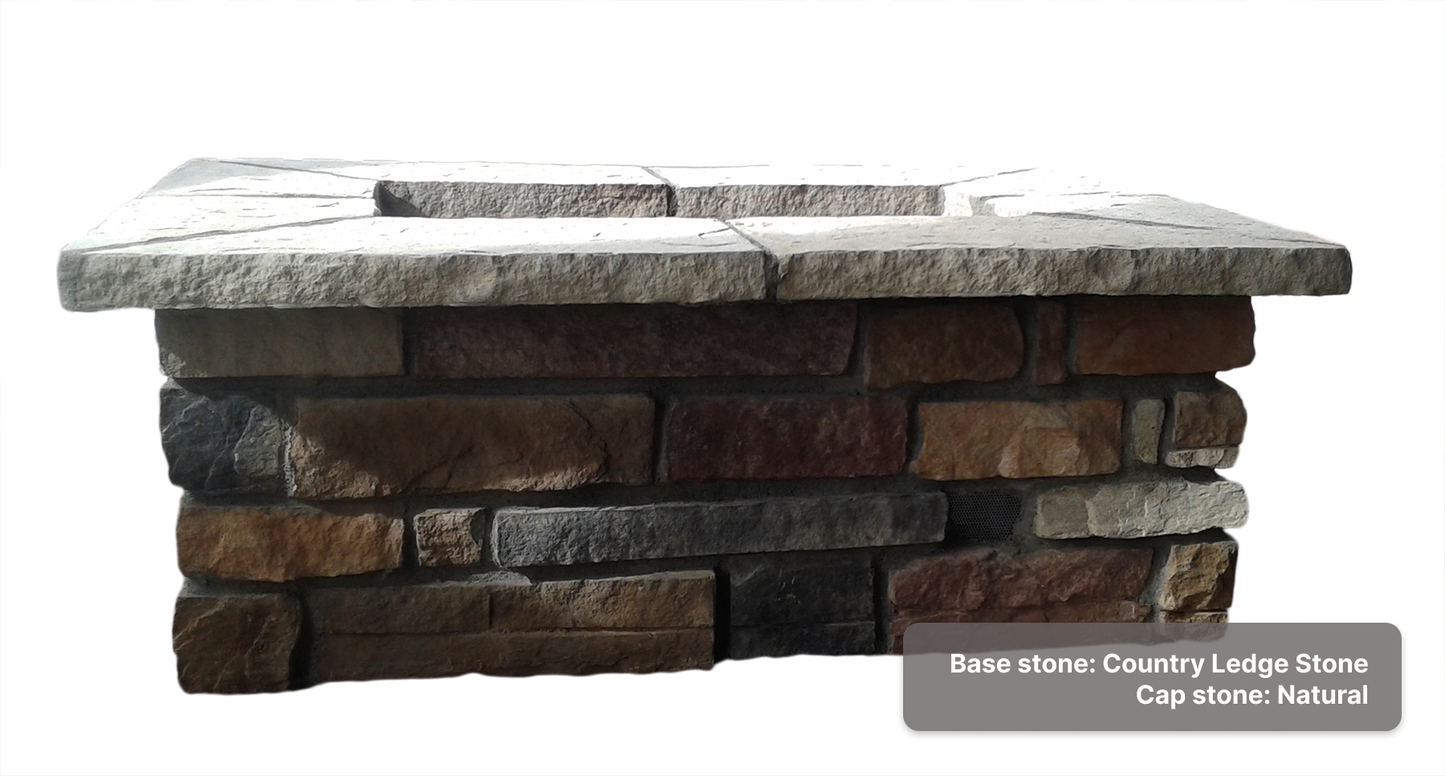 61″ x 31″ Rectangle Custom Stone Gas Fire Pit