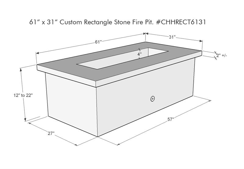 61″ x 31″ Rectangle Custom Stone Gas Fire Pit