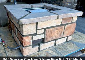 36″ Square Custom Stone Gas Fire Pit