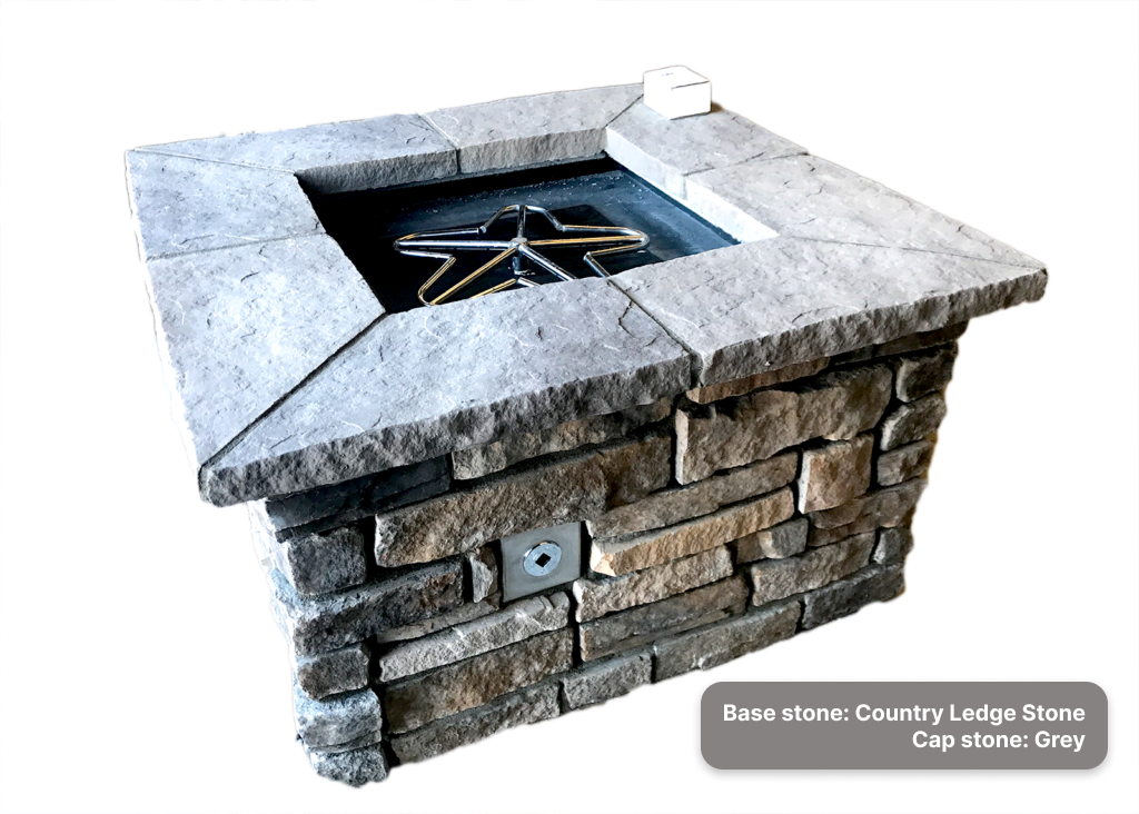 Custom Stone Fire Pit with "Country Ledge" bas & G