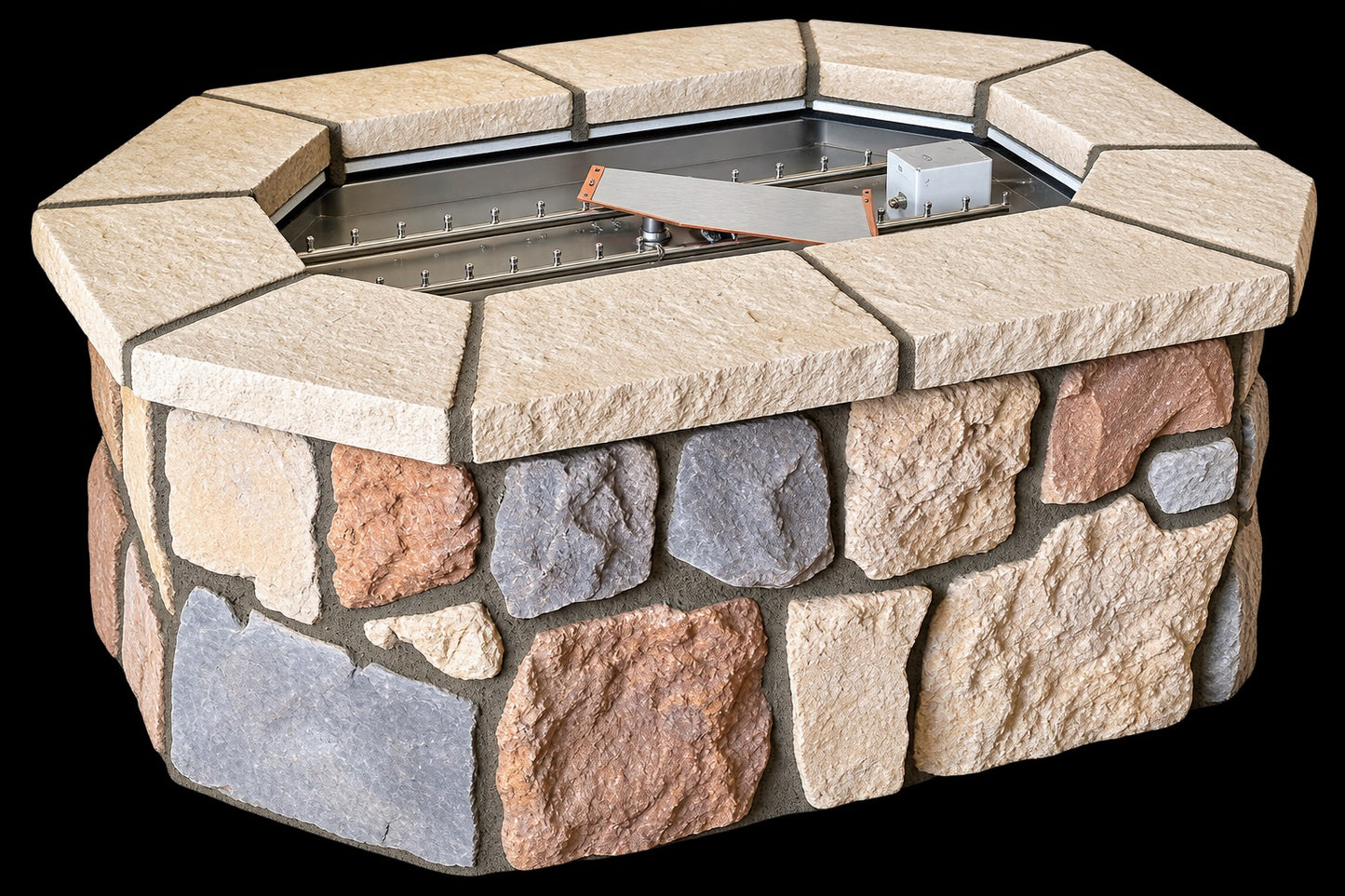 61″ x 42″ Rectagon Custom Stone Gas Fire Pit