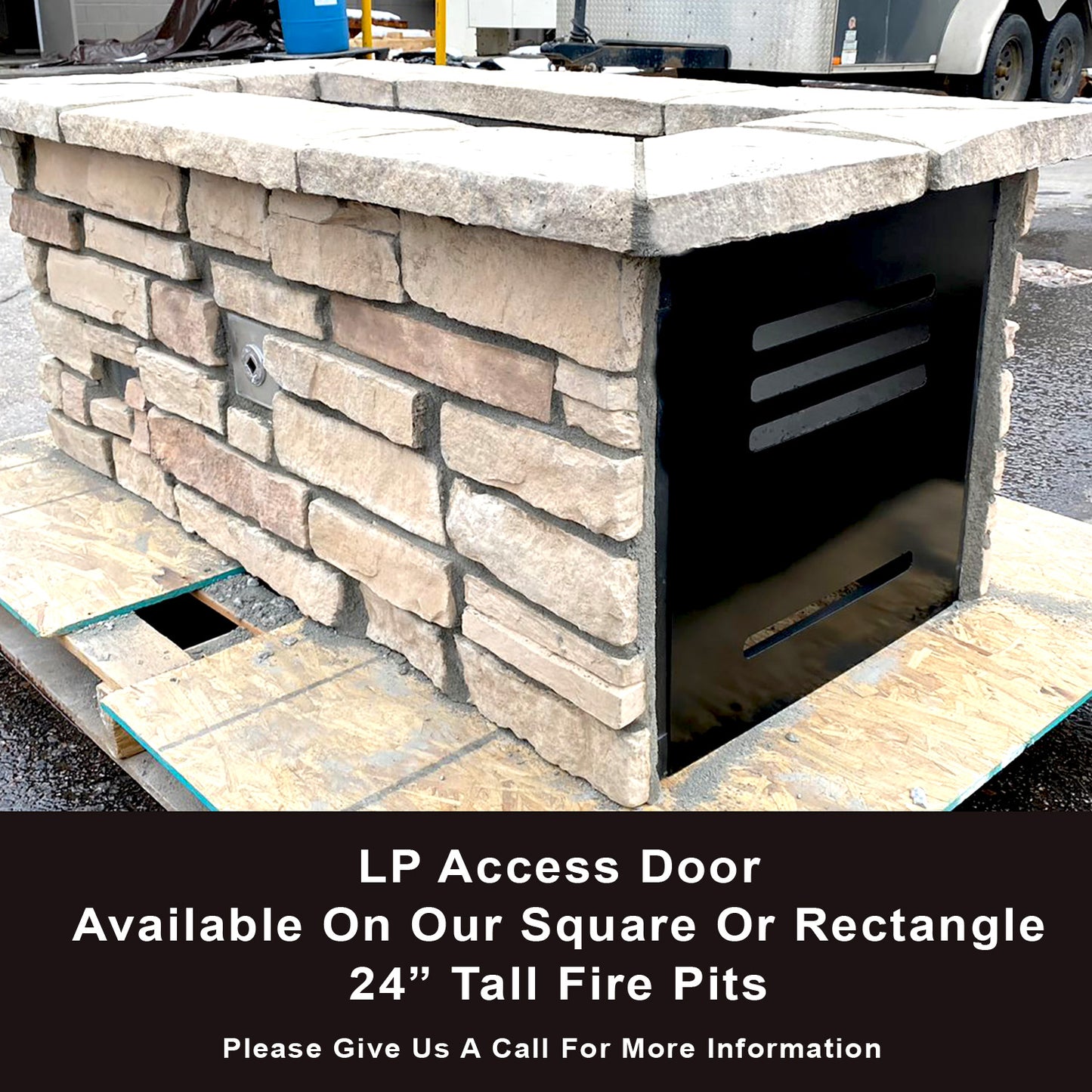 61″ x 31″ Rectangle Custom Stone Gas Fire Pit