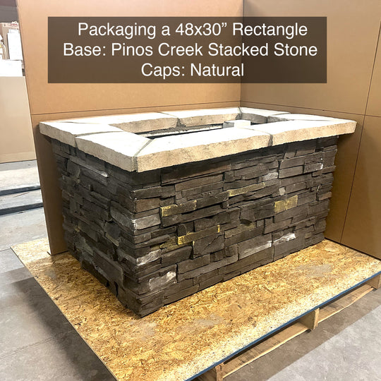 48″ x 30″ Rectangle Custom Stone Gas Fire Pit