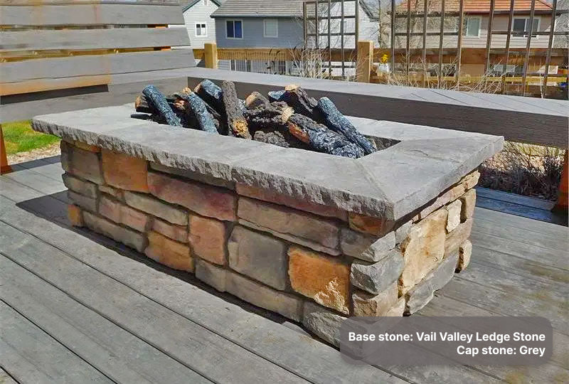 61″ x 31″ Rectangle Custom Stone Gas Fire Pit