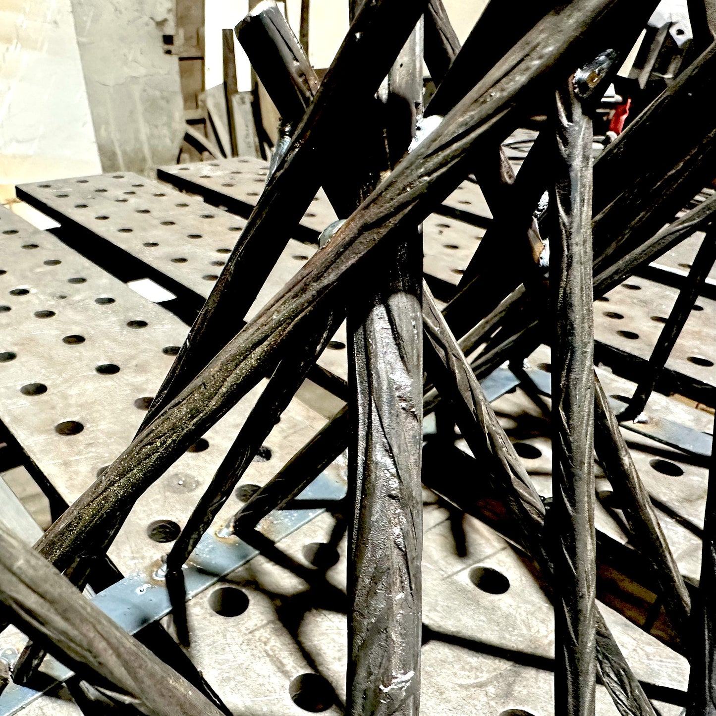 48" Linear Fire Twig Sculpture
