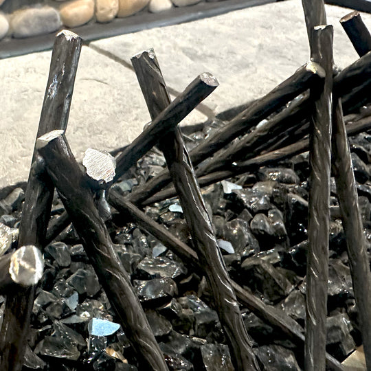 36" Linear Fire Twig Sculpture