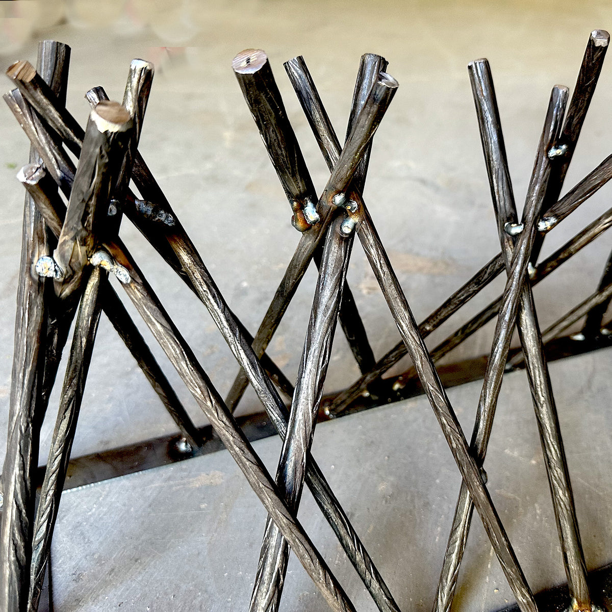 48" Linear Fire Twig Sculpture