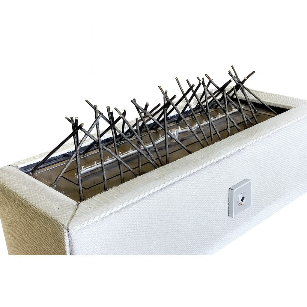 A basic fire pit frame with 36" Linear Fire Twig Sculpturr.