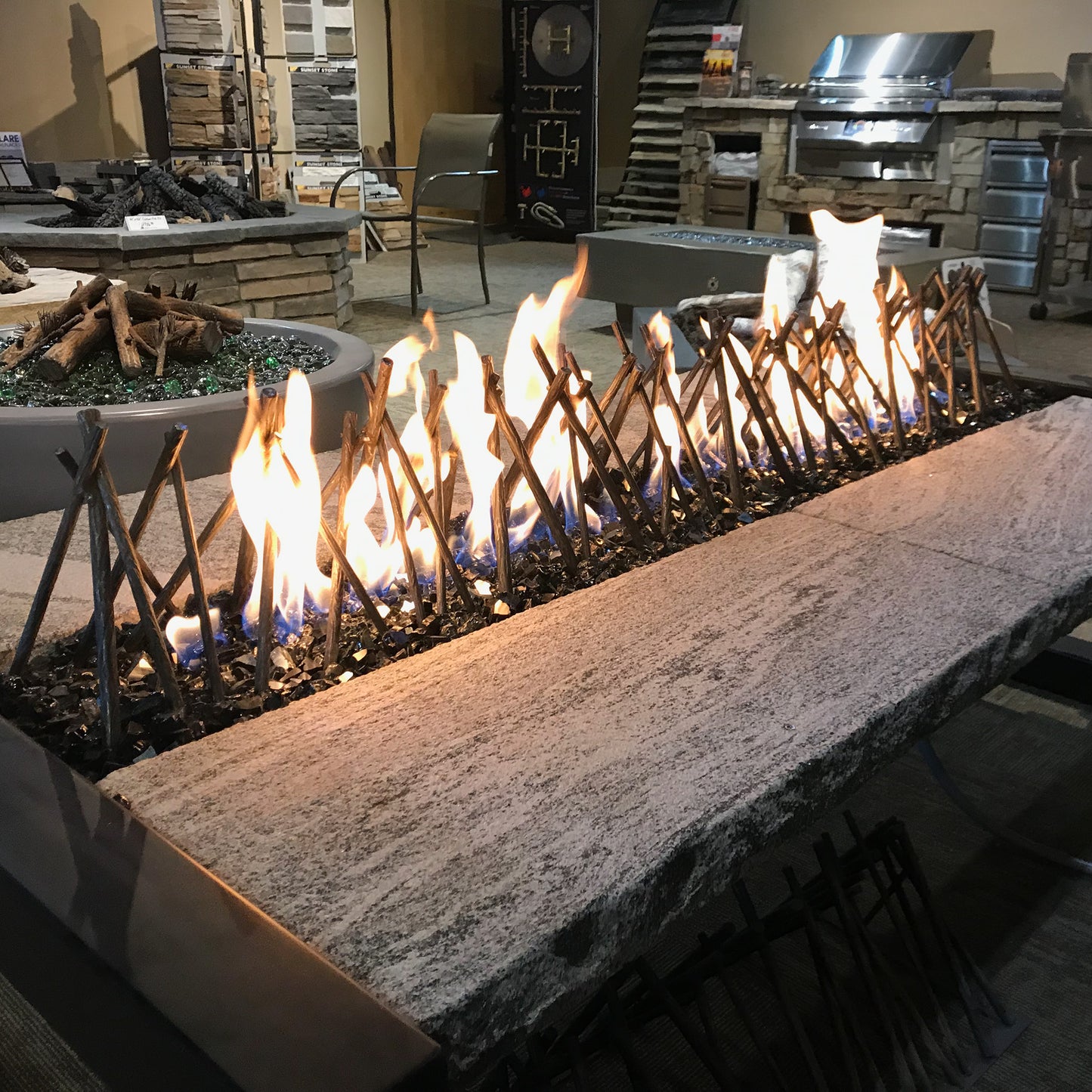 36" Linear Fire Twig Sculpture