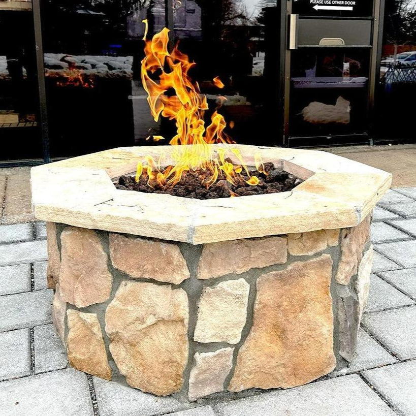 42″ Octagon Custom Stone Gas Fire Pit