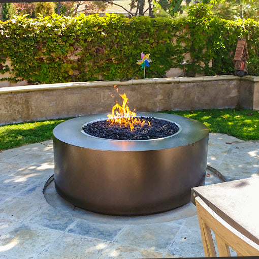 Beverly Powder Coated Steel Gas Fire Pit- Round (3 sizes)