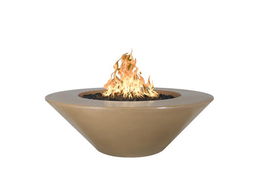 48" Cazo Gas Fire Pit in a brown conrete GFRC finish.