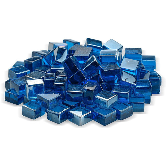 Pacific Blue Luster Cubes Fire Glass 2.0