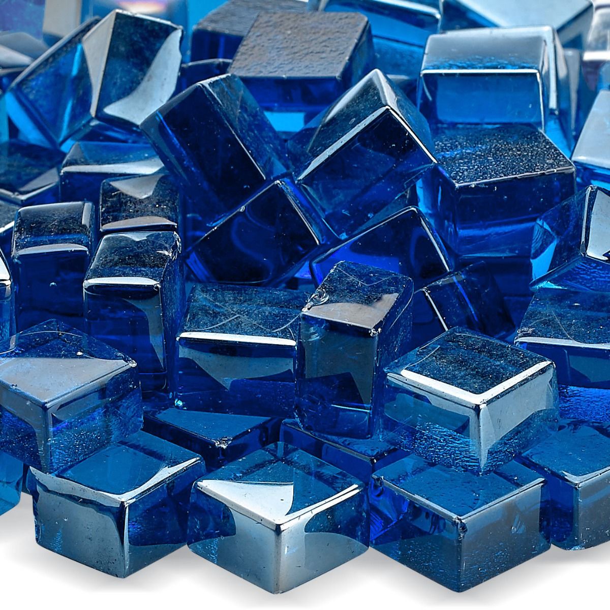 Pacific Blue Luster Cubes Fire Glass 2.0