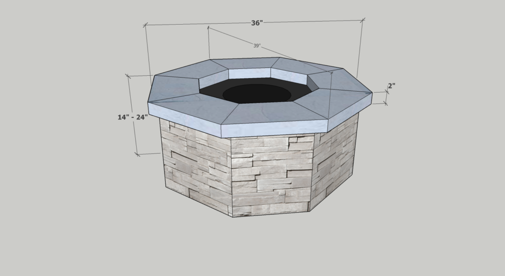 36″ Octagon Custom Stone Gas Fire Pit