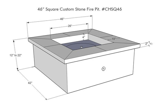 46″ Square Custom Stone Gas Fire Pit