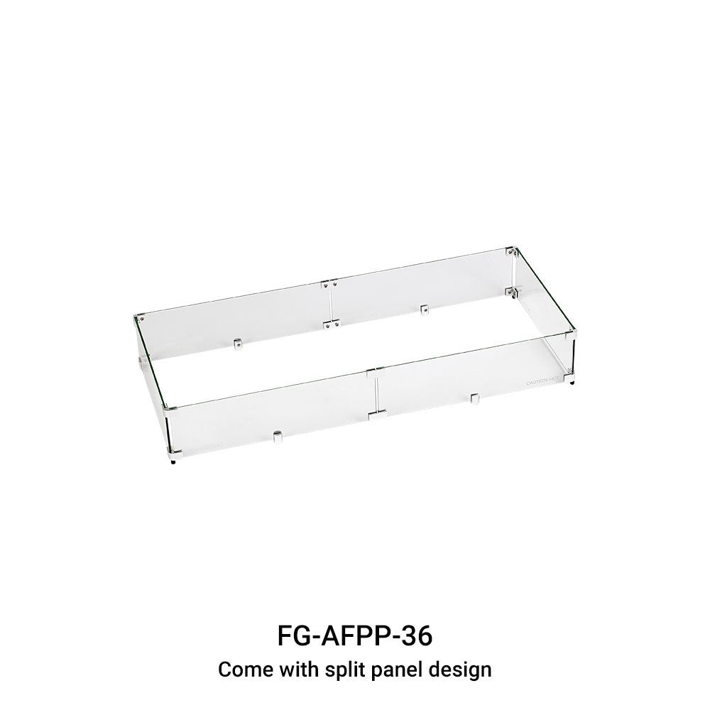 Rectangular Tempered Glass Wind Guard for 36" Pan