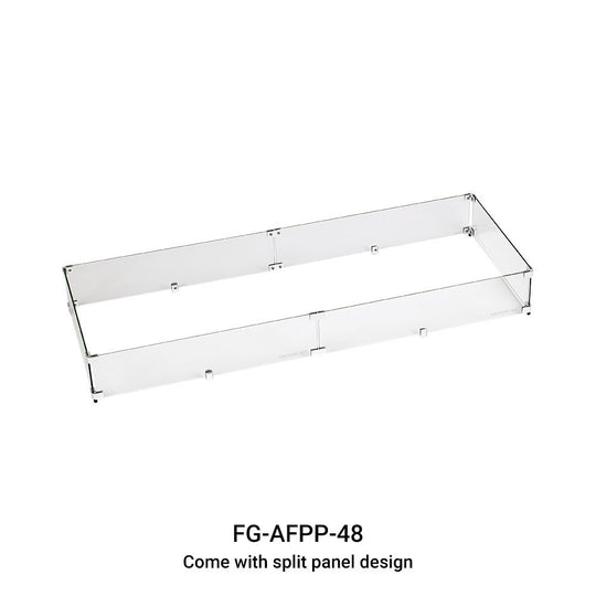 Rectangular Tempered Glass Wind Guard for 48" Pan