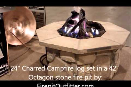 36″ Octagon Custom Stone Gas Fire Pit