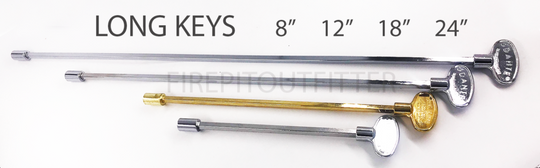Brass Valve Keys 8″ to 24″ lengths. 1/4″ key socket