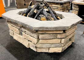Rectagon Stone Fire Pit with "country ledge" base
