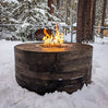 Sequoia Round Wood Grain Finish GFRC Gas Fire Pit, 24″ Tall